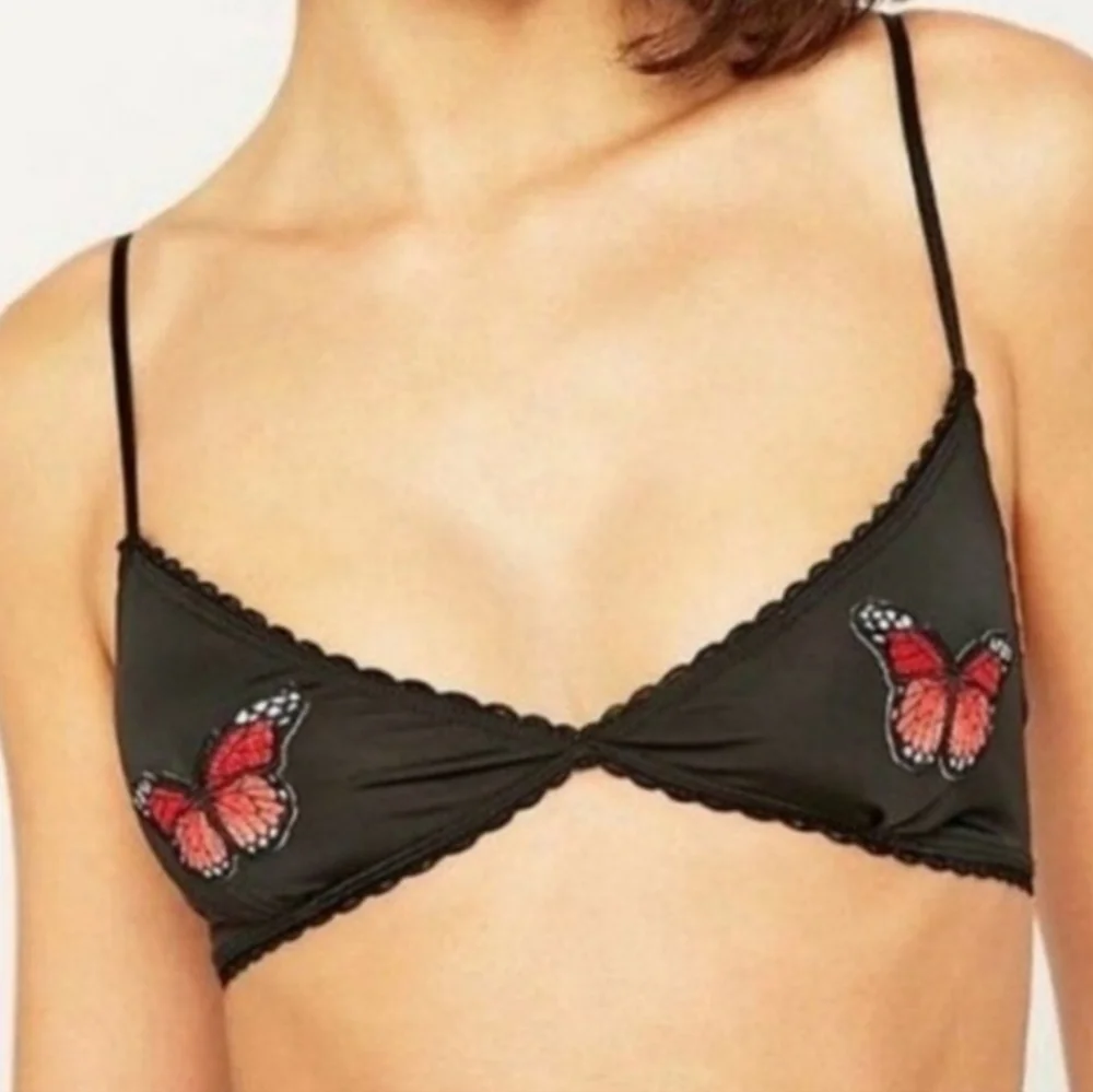 Urban Outfitters Butterfly Applique Bra Black Size S - Picture 7 of 7